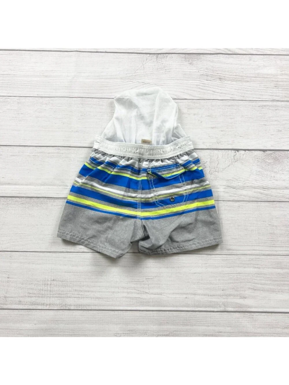 Oshkosh Boys Striped Swim Trunks Liner Gray Multi 18-24 Months
